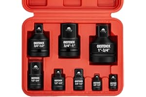 OKSTENCK 8 Piece Impact Socket Cr-V Steel, Impact Driver & Wrench Conversion Kit, Locking Impact Socket Adapters & Reducer Se