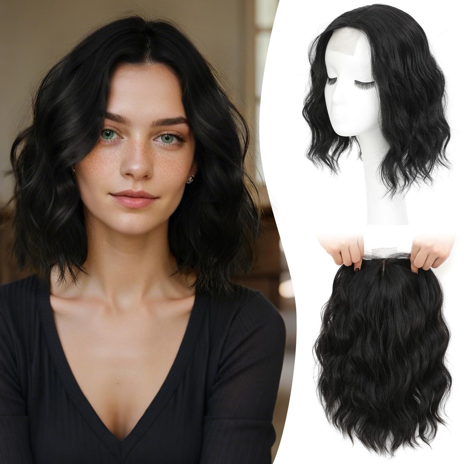 Photo 1 of MORICHY Hair Toppers for Women With Thinning Hair 10 Inch, 360° 3D Synthetic Lightweight & Breathable Short Wavy With 6.5"x6.5" Base, Quick Styling for Daily Wear