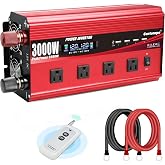 Cantonape 3000W Power Inverter 12V to 110V/120V DC to AC with LCD Display, Remote Controller 4 x AC Outlets and 4 x 3.1A USB