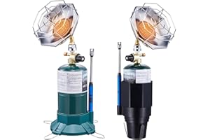 Portable Propane Camping Heater 2-in-1, 6200BTU with Cup Holder & Cylinder Base, Cordless Patio Heater for Tent, Garage, Fish