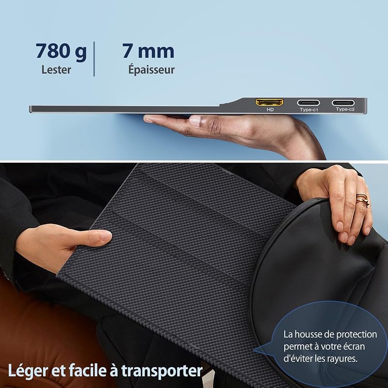 Ecran Portable, 15,6 Pouces Moniteur Portable IPS 100% SRGB