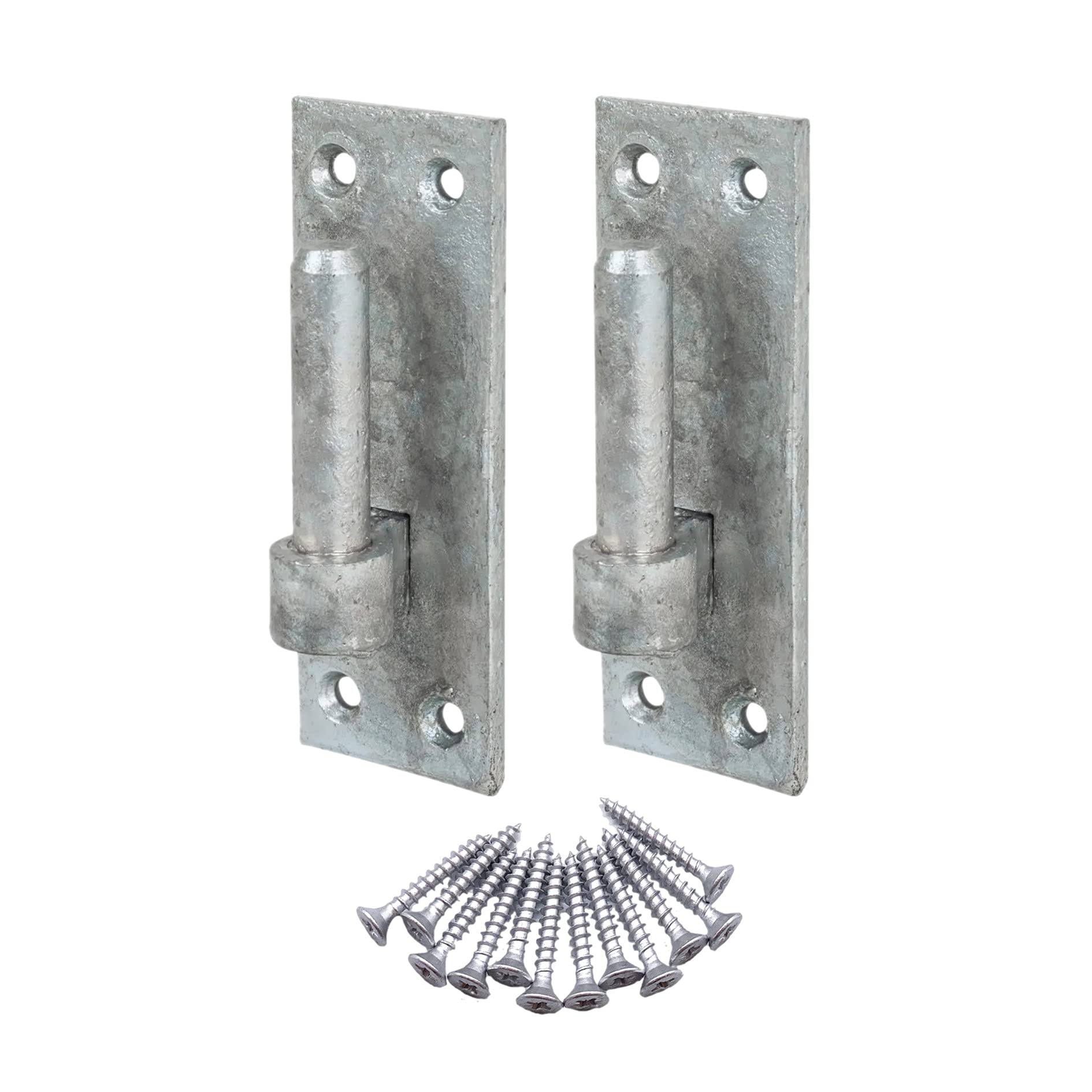 Gate Hinge Pin On Rectangular Plate Bracket 160 x 50mm 16mm Diameter Pin Hot Dip Galvanised - Pack of 2