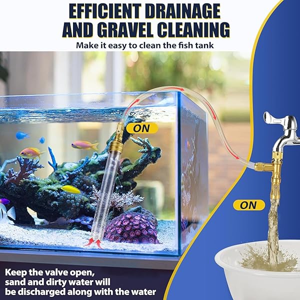 GADFISH GRAVEL VACUUM FOR AQUARIUM WATER CHANGER FISH TANK CLEANING TOOLS, SIPHON UNIVERSAL QUICK PUMP AQUARIUM WATER CHANGING (70FT)