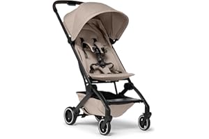 Joolz AER+ Lightweight & Compact Travel Stroller - Portable One-Hand Fold Design - Ergonomic Seat for Infant & Toddler (up to 50 lb) - XXL Sun Hood - Stroller for Airplane -Travel Pouch - Sandy Taupe