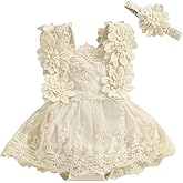 MOBJVIY Baby Girl Clothes Sleeveless Lace Floral Romper Bodysuit Newborn Girl Flower Dress First Birthday Outfits