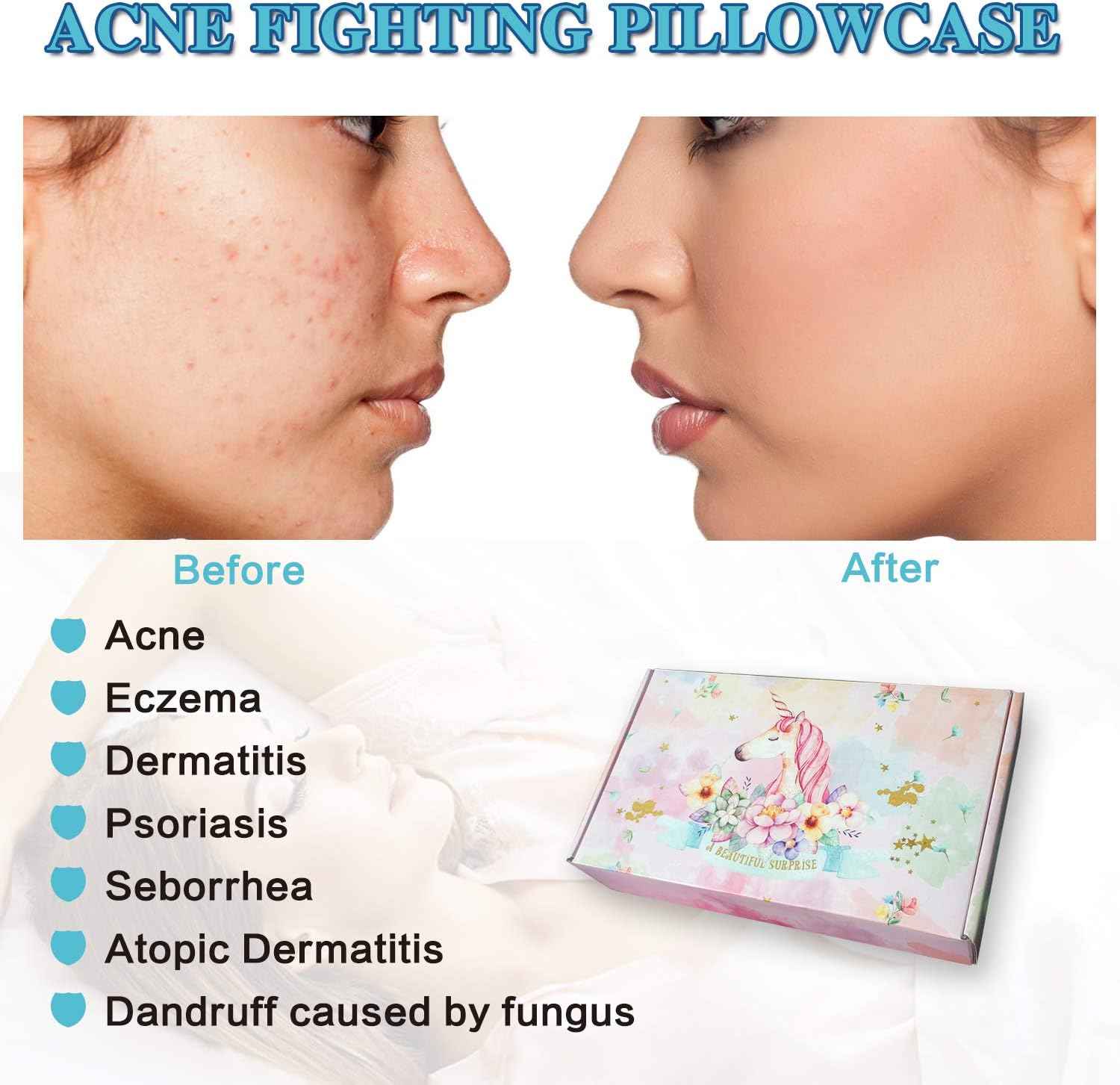 Washable Acne Fighting Pillowcase 