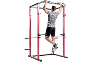Soozier Power Cage, 1000 lbs Capacity Power Rack with Adjustable Height, Multifunctional Squat Rack for Home Gym Strength Tra