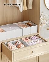 SONGMICS Drawer Organisers Set of 12 Foldable Fabric Storage Boxes Cloud White view 2