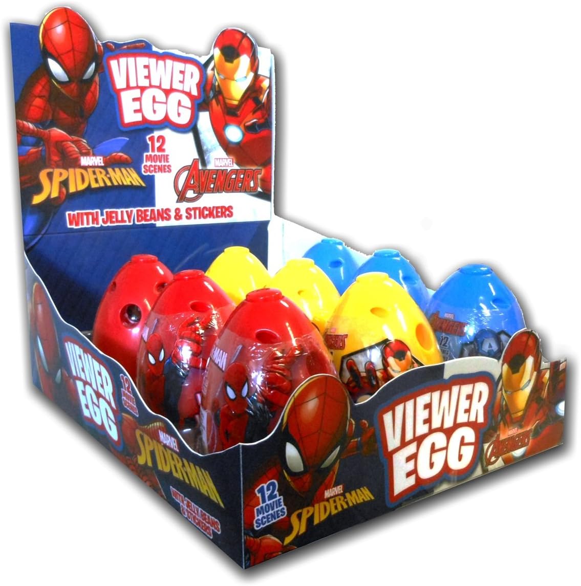 Marvel Avengers and Spiderman Egg Viewer with Jelly Beans and Stickers