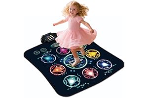 romrex Interactive Dance Mat for Kids, Portable Music Play Mat Toy Gift for Girls Boys Ages 3-12, Great for Coordination & Family Game Play, 3 Fun Modes with Piano & LED Lights & 7 Adjustable Volumes