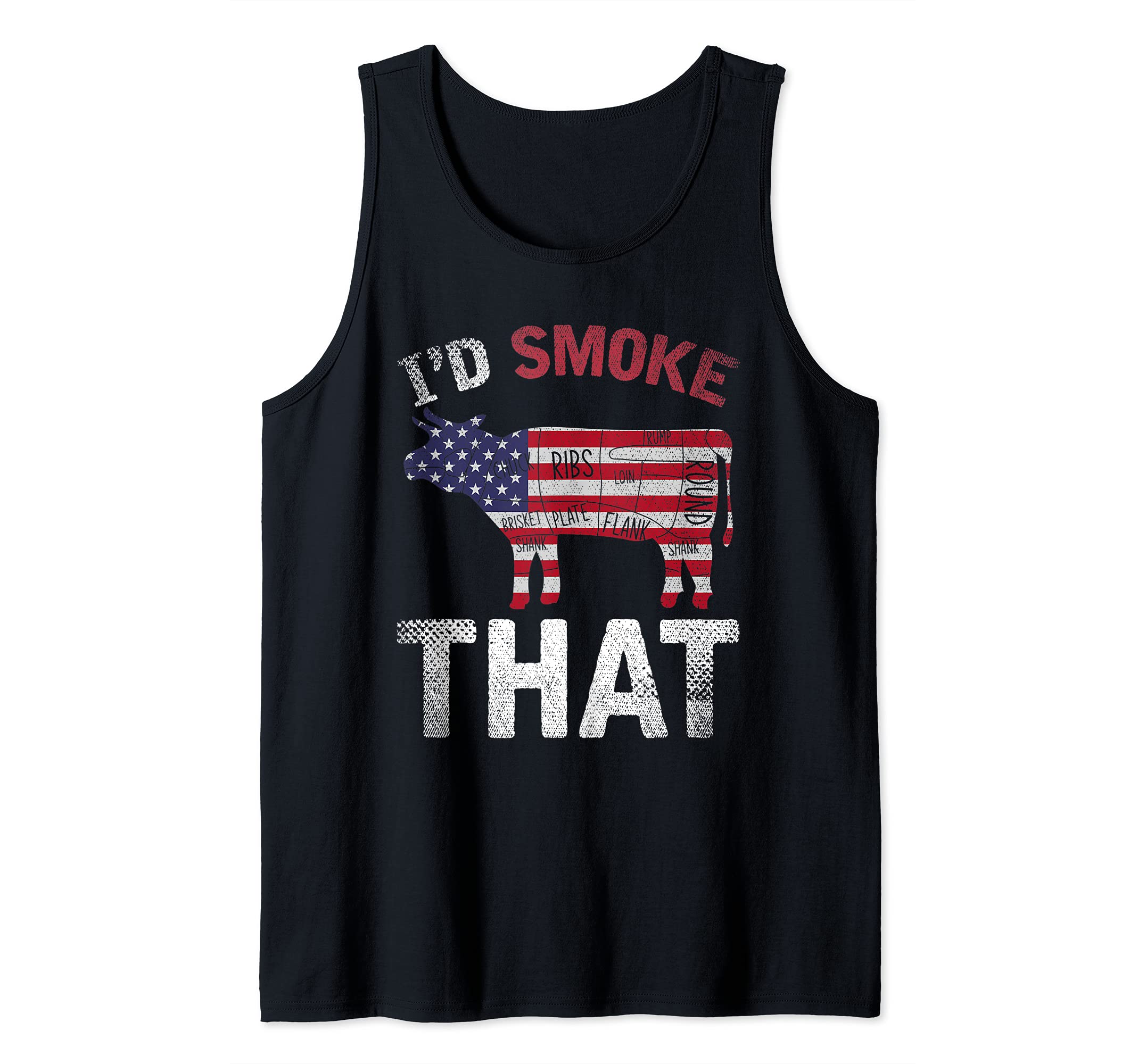 US Flag Barbecue Grilled Beef Meat Id Smoke That Funny BBQ Tank Top