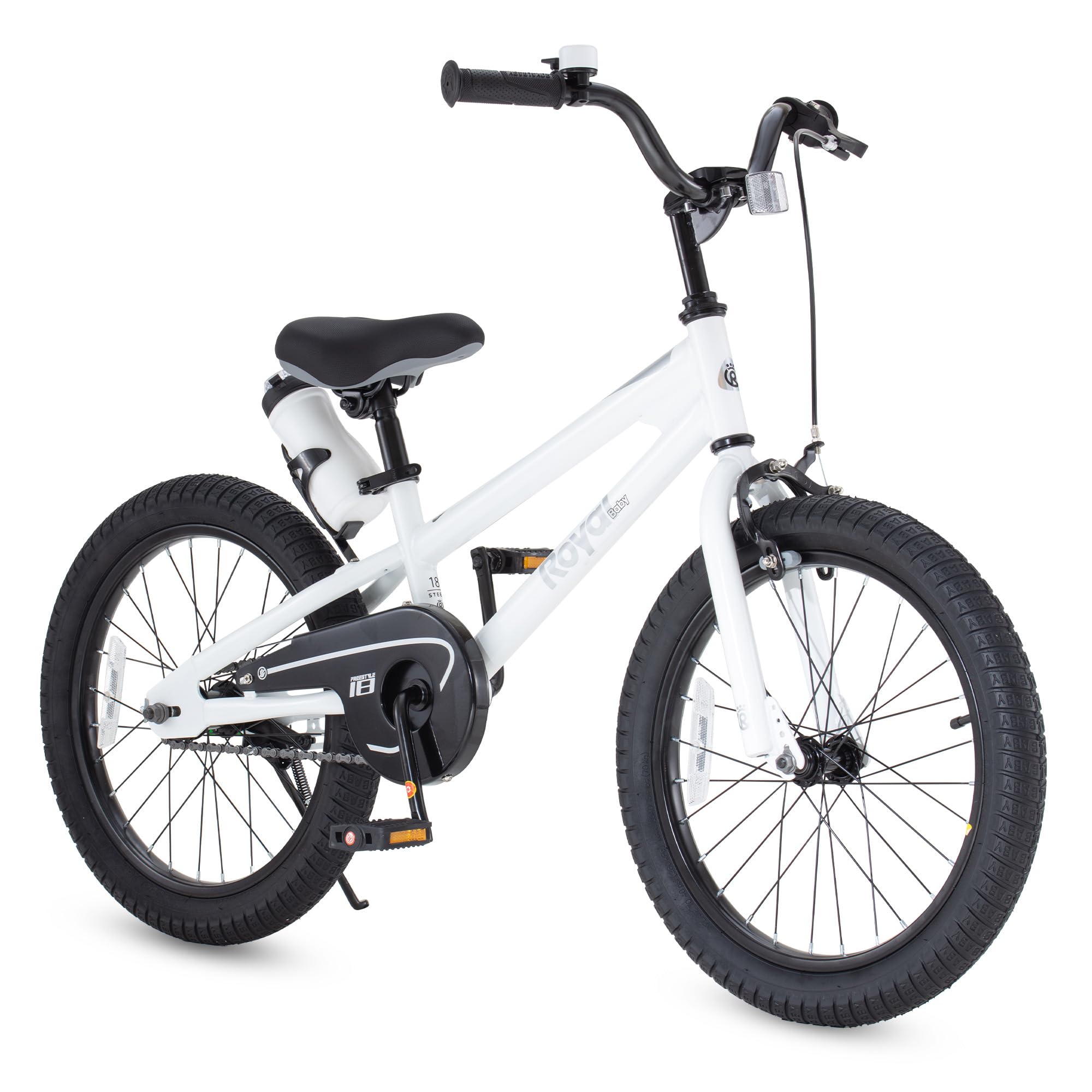 RoyalBaby Freestyle Kids Bike 18 Inch Wheels Childrens Bicycle for Boys Girls Ages 5-9 Years, White