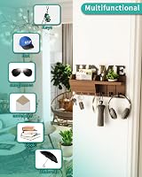HapiRm Key Holder Wall Mounted 7 Hooks Mail Sorter Home Design Brown view 3