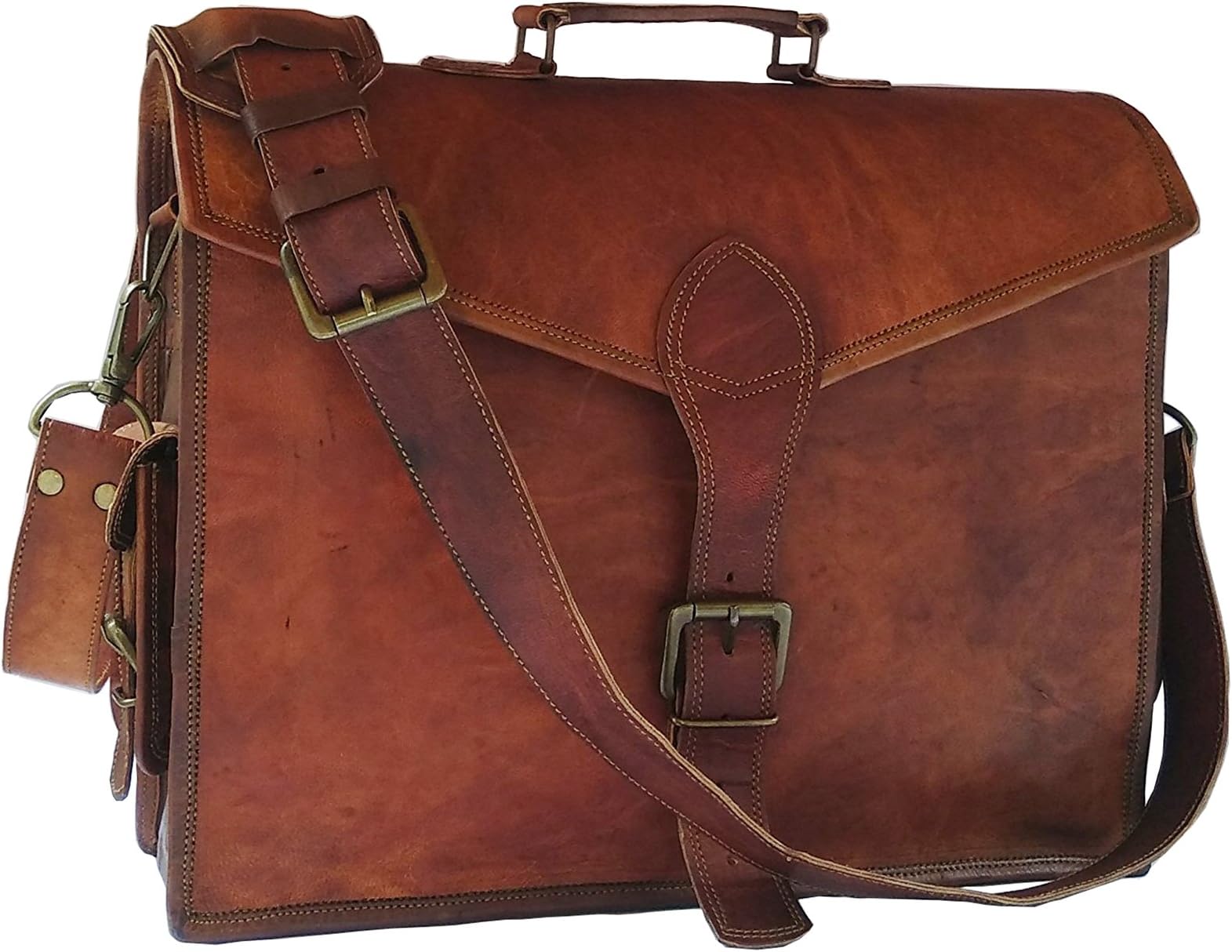 VINTAGE COUTURE 16 Inch Leather Messenger Bags for Men Women Mens Briefcase Laptop Bag Best Computer Shoulder Satchel School Distressed Bag