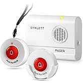 SYNLETT Caregiver Pager Wireless Call Buttons for Elderly Monitoring SOS Alert System Portable Alarm for Nurse Call Seniors Patients Emergency Home