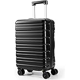 Lekesky 16 Inch Underseat Carry On Luggage Airline Approved, Small Hard Shell Suitcase with TSA Lock Spinner Wheels, Lightweight Personal Item Carry-On for Travel, Black