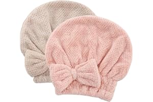 Two-piece coral velvet hair drying cap Soft speed with bow super absorbent hair turban shower cap suitable for curly thick we