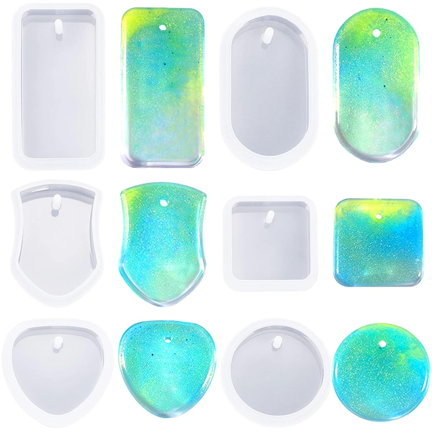 レジン シリコンモールド レジン 型 穴あき樹脂型 樹脂ソフト型 6種類 uv樹脂シリコン型 石膏ピアス イヤリング ネックレス キーホルダー アクセサリーパーツ の商品画像