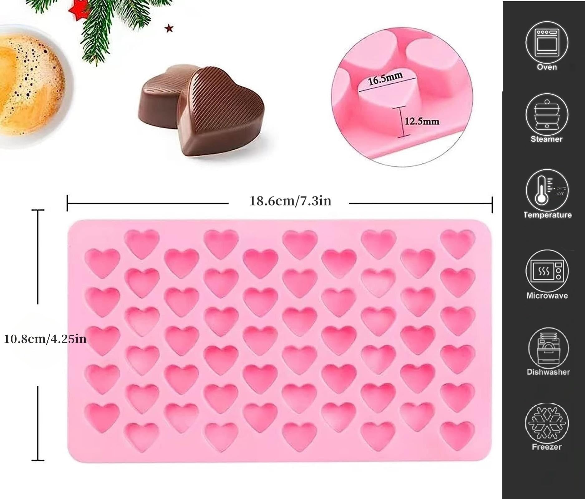 2 Pack Heart Silicone Molds Non-Stick Food Grade Silicone Molds Baking Mold Reusable Candy Mold,Used for Jelly, Homemade Treats, Candy, Chocolate,candle,lacquer seal Making Supplies