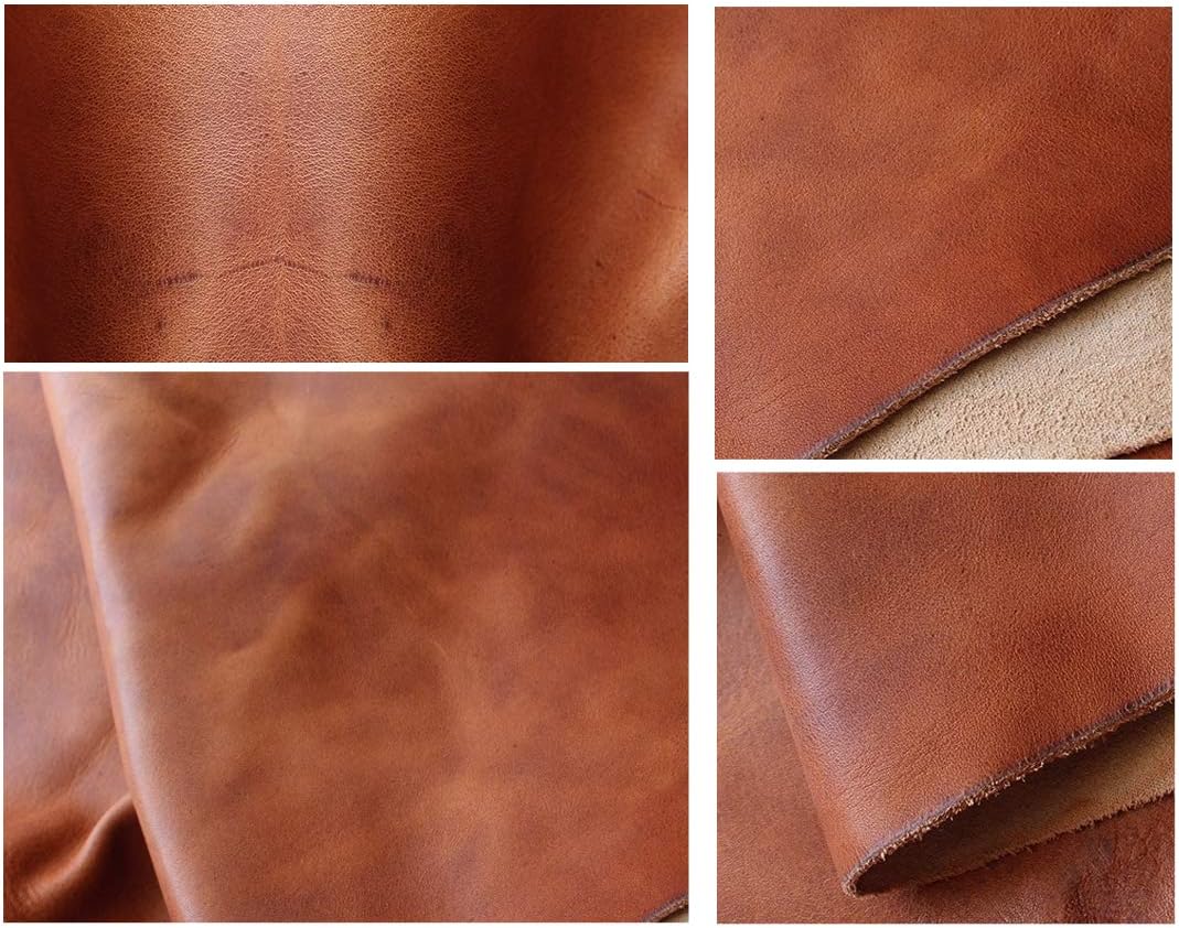 Vegetable Tanned Leather, Antique Vintage Look Cow Hide, 2mm-2.2mm (5oz - 6oz) - Horween Tooling Leather AAA-Grade Pieces Avail In Various Sizes (12 inch x 18 inch)