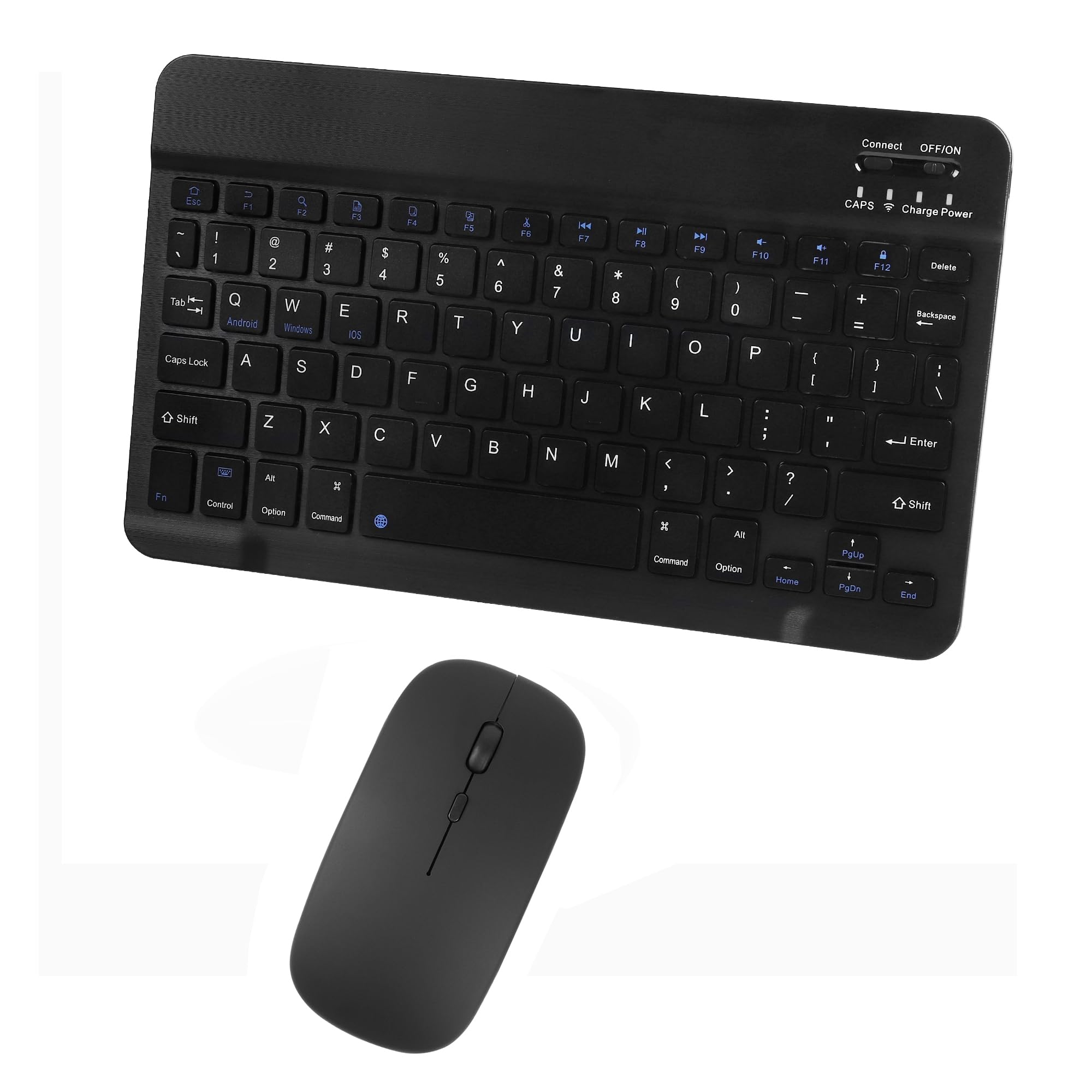 Photo 1 of Bluetooth Wireless Keyboard and Mouse Combo,Ultra-Slim Ergonomic Small Rechargeable Bluetooth Keyboard Mouse Set for Apple iPad iPhone Samsung Tablet Phone Android PC Computer Mac Smartphone (Black)
