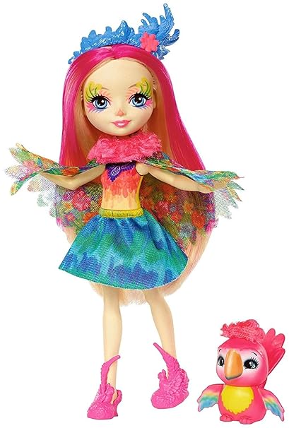 Mattel Games FJJ21 Enchantimals Papageienmädchen Peeki Parrot Puppe
