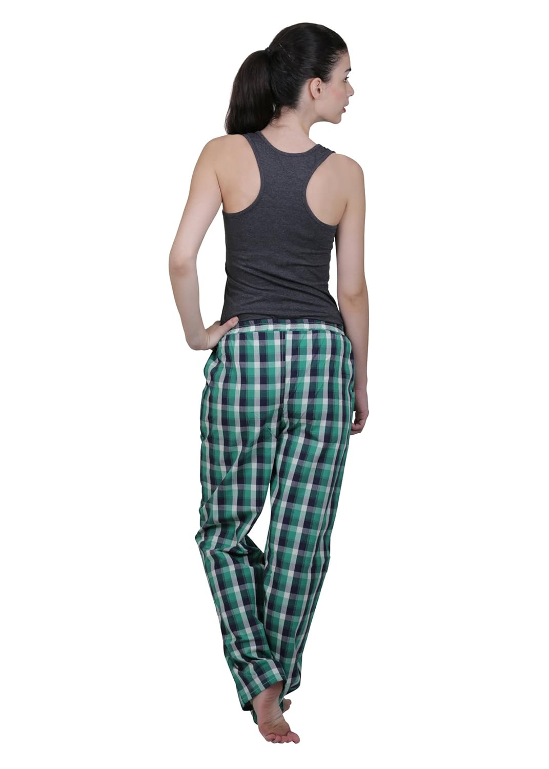 vixenwrap green & black checkered cotton pyjama