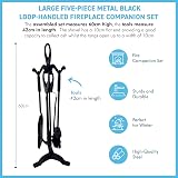 Thorness 5 Piece Black Metal Loop Handle Fireplace Companion Set 60cm view 4