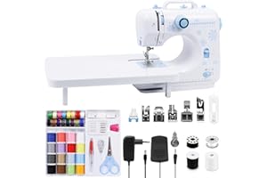 TALERLUV Sewing Machine for Beginners, Adults - 12 Stitch Applications, 7 Presser Feet, Extension Table, Foot Pedal, LED Light