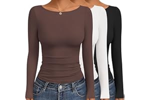 Ekouaer 3 Packs Women Boat Neck Tops Long Sleeve Shirts Fall Fashion 2025 Outfits Basic Thermal Underscrubs