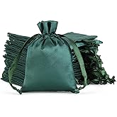 Tapleap Green Small Satin Gift Bags, 30Pcs 3x4 with Drawstring, For Kids Classroom, Wedding, Birthday, Valentine's Day Party Favors, Jewelry, Bracelets, Earrings, Crystal, for Small Business