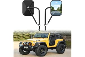 Door Off Mirror Compatible with Jeep Wrangler JK JL & Unlimited, Wider View Easy-Install Door Hinge Side Mirrors for Wrangler