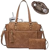 LOVEVOOK Laptop Tote Bag for Women 15.6 Inch Vintage Work Bag with Large Cup Holder, Waterproof Computer Teacher Bag