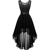BeryLove Sequin Wedding Guest Formal Cocktail Dresses Prom Party Lace High Low Bridesmaid Elegant Dress