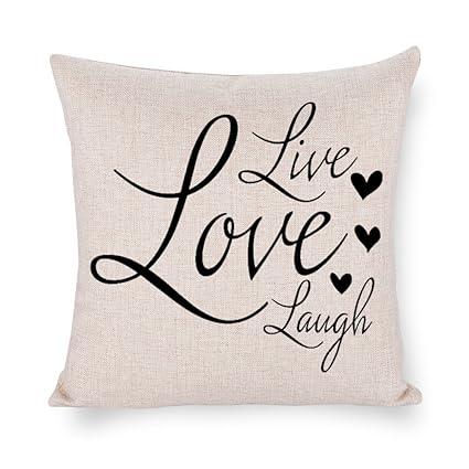 Amazon Com Tina R Throw Pillow Case Live Love Laugh Cotton Linen