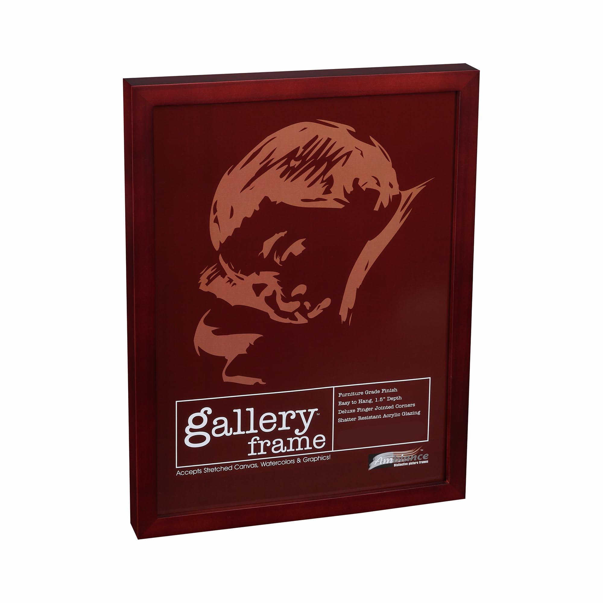 Photo 1 of Ambiance Gallery Wood 1.5" Deep Picture Frames - 16x20" Cherry Wood Frame, Shatter-Resistant Acrylic Glazing & MDF Backing, Horizontal or Vertical Wall Display