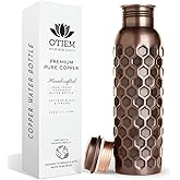 Otiem 100% Copper Water Bottle for Drinking Water, 34 Oz Antique Black – Stay Hydrated and Enjoy Ayurvedic Benefits – Leak-Proof, Temperature Retention, Eco-Friendly Design – Durable Copper Bottle