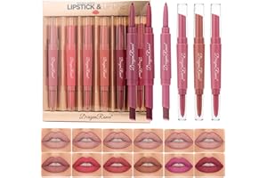 MYUANGO 6Pcs Matte Velvet Lipstick + Lip Liner and Lipstick Set - Long Lasting Vegan Lip Liner and Gloss Kit for Colorful and Defined Lips - Matte Lip Stick and Lip Liner Set