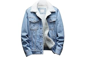 Omoone Men's Lapel Sherpa Fleece Lined Thicken Denim Jean Trucker Jacket Coats
