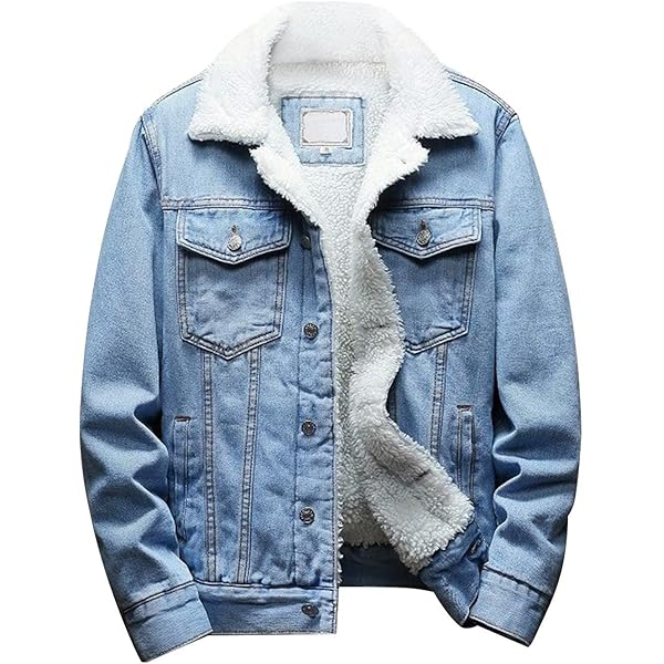 tuduoms Men's Winter Sherpa Lined Denim Jacket Trucker