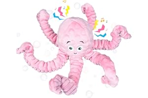 BUYPOW Dog Squeaky Toys Octopus - Tough Plush Large Medium & Small Dog Toys - Durable Stuffed Animals Puppy Toys - Funny Cute Dog Gifts for Dog Birthday Presents (Octopus Pink)