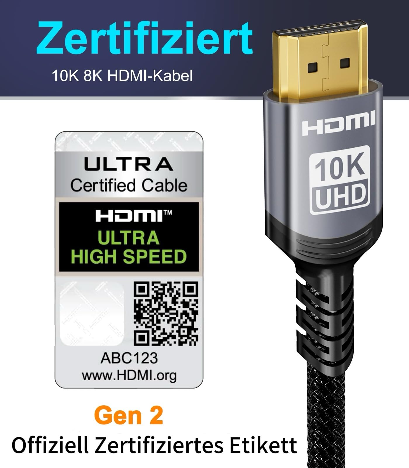 Sniokco 10K 8K 4K HDMI 2.1 Kabel 1.5Meter, Zertifiziert 48Gbps Ultra High Speed HDMI® Kabel 0.01ms 4K 240Hz 165Hz 120Hz 8K 60Hz eARC Netflix HDCP 2.3 2.2 DTS:X HDR10+ TV Monitor Projektor Roku 2