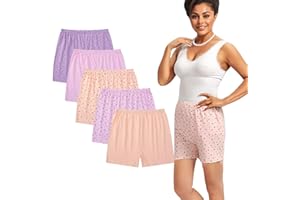 5pcs Seniors Women's Cotton Underwear Loose Soft Panties Shorts Full Coverrage Boxer Briefs
