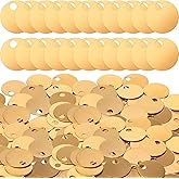 Zhengmy 200 Pieces Brass Tags for Stamping 1 Inch Round Gold Blank Brass Tags with Hole for Engraving, Pets, Plants, Doors, Pipe Valves, Keys