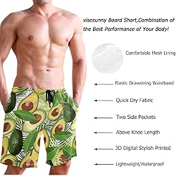 visesunny Men's Avocado Palm Leaf Print Beach