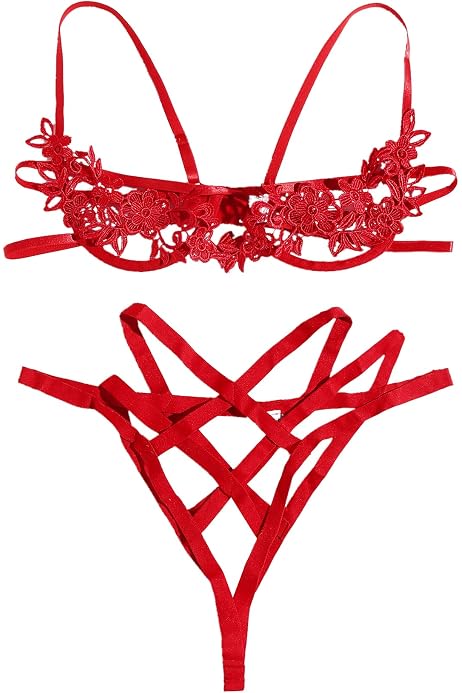 Amazon.com: SheIn Conjunto de lencería sexy de malla transparente para  mujer, conjunto de brasier y bragas, Negro, S : Ropa, Zapatos y Joyería