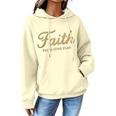 KIDDAD Faith Over Fear Hoodie Christian Sweatshirts Women Embroidered Religious Sayings Sweater Bible Pullover Tops