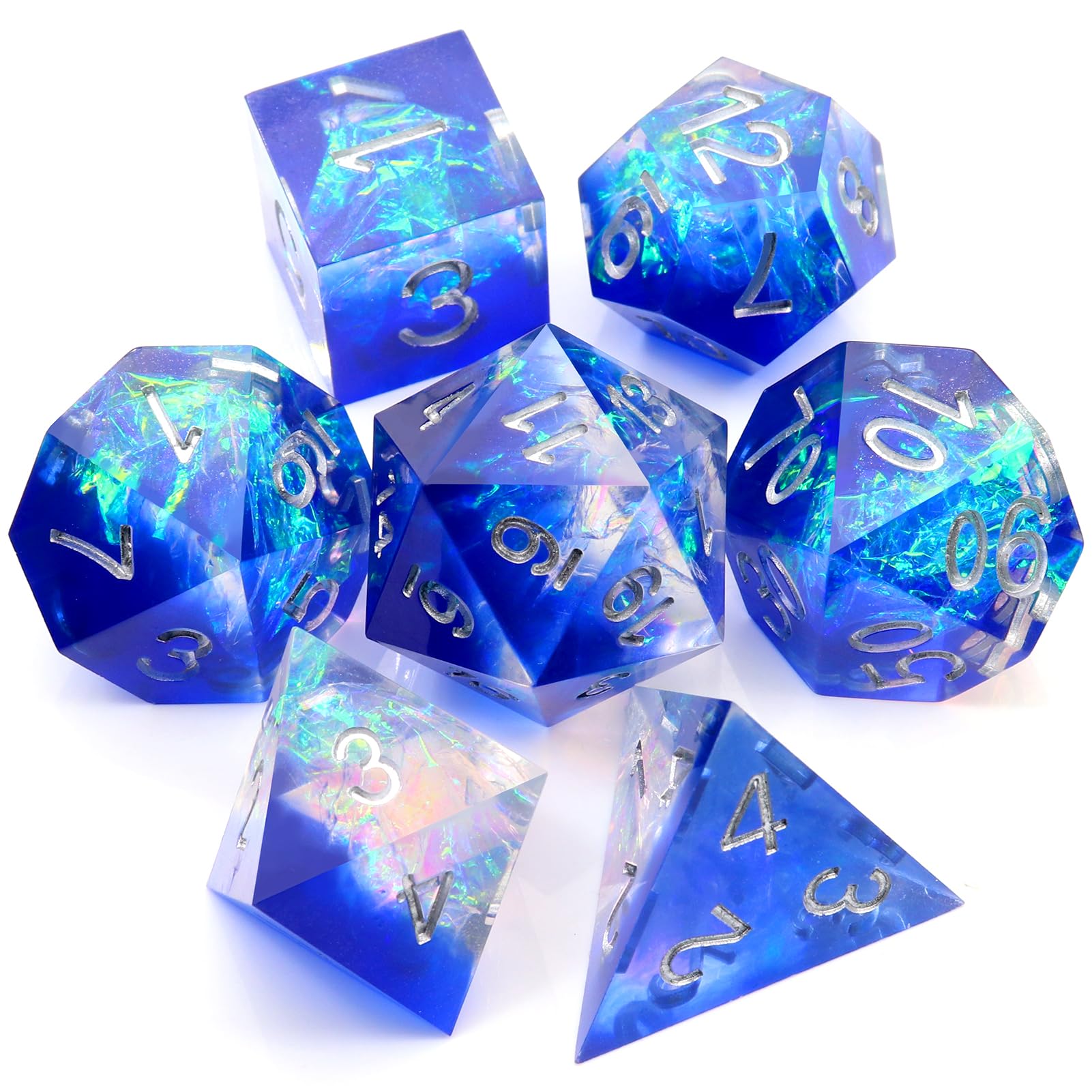 Haxtec DND Dice Set Sharp Edge Resin Dice with Dice Case Blue D&D Polyhedral Dice for TTRPGs Dungeons and Dragons DND Gift Galaxy Series — image 1