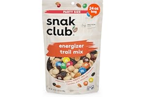 Snak Club Energizer Trail Mix with Roasted Salted Peanuts, Raisins, M&M’S Chocolate Candies, Roasted Almonds, Gluten-Free and Kosher Snack, 24 oz Resealable Bag