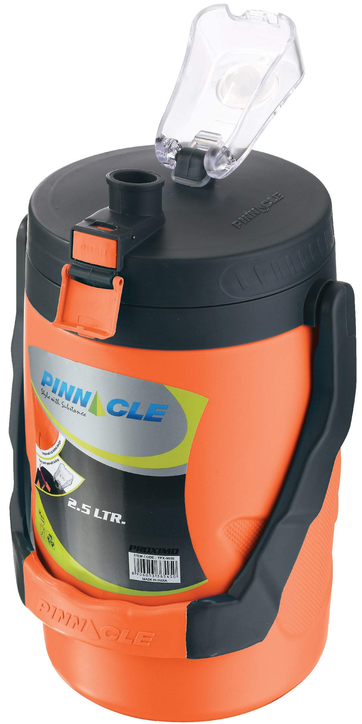 Reusable Insulated Water Jug – Leakproof Portable Water Jug – 2.5 lt Insulated Water Jug with Spout – Insulated Half Gallon Water Bottle – Insulated Water Jug for Camping, Picnics, Hiking - Orange